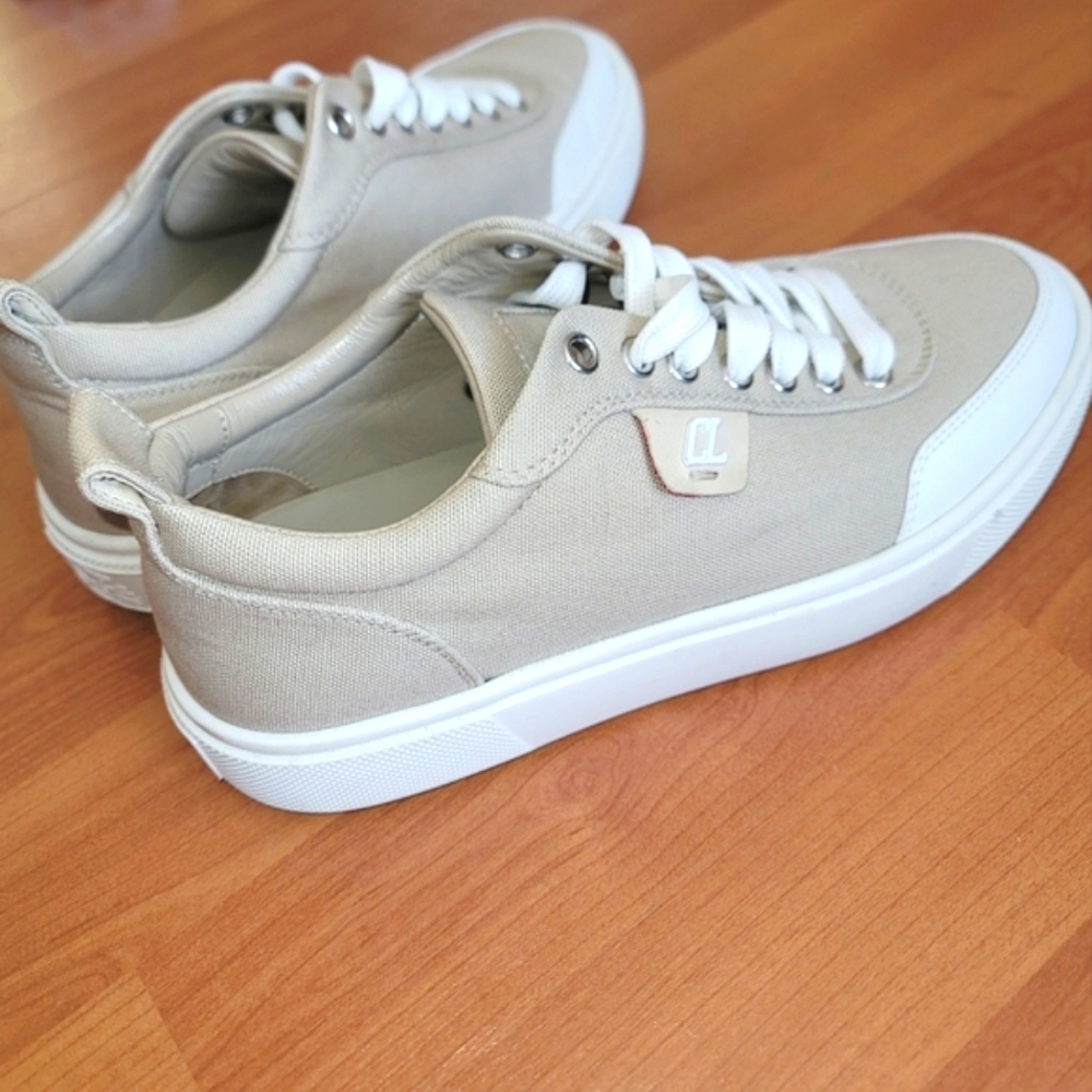 Christian Louboutin Sneakers Simplerui Flat Beigebianco Platform Canvas Low Top - Picture 5 of 12